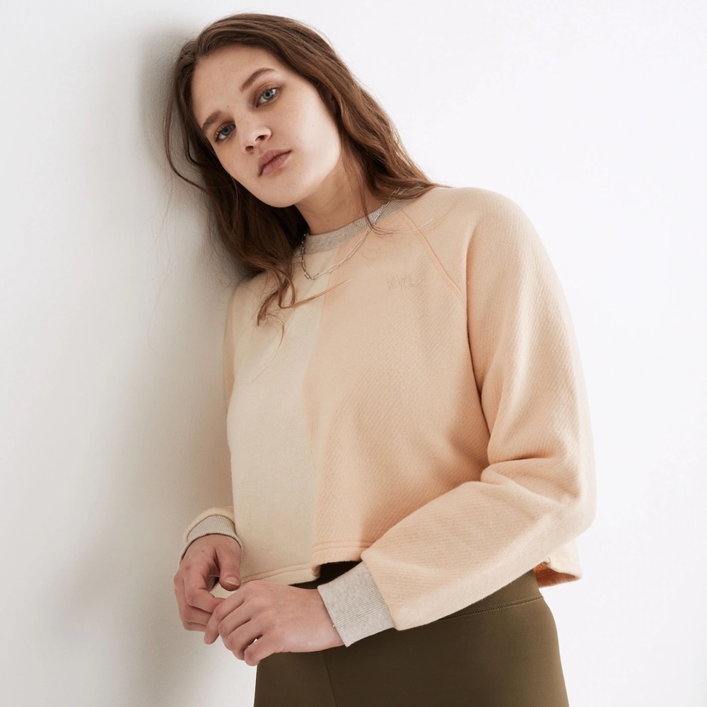 MADEWELL MWL Airyterry Colorblock Crop Sweatshirt